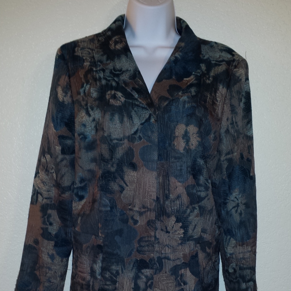Tanjay Floral Pattern Blazer (Turquoise Base)